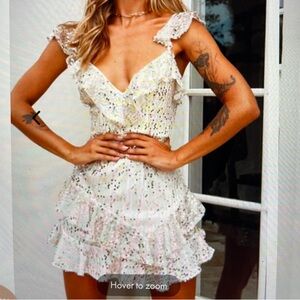 Selfie Leslie silver and gold sparkly mini dress NWT